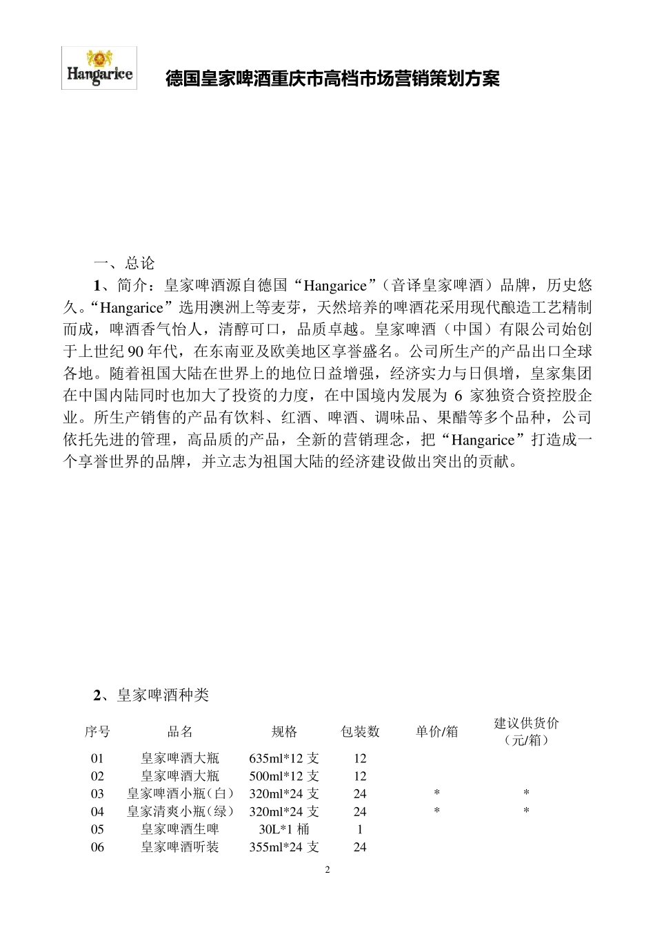 啤酒市场营销策划书_第2页