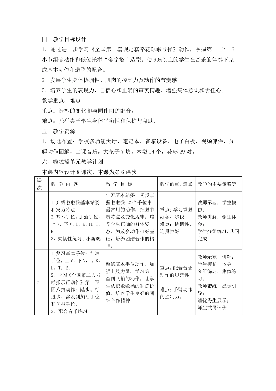 啦啦操教学设计_第3页