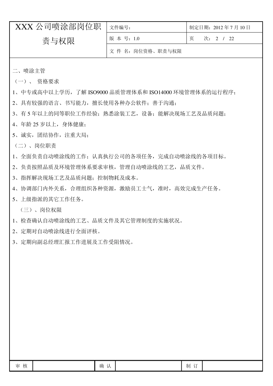 喷涂部岗位职责与权限_第2页