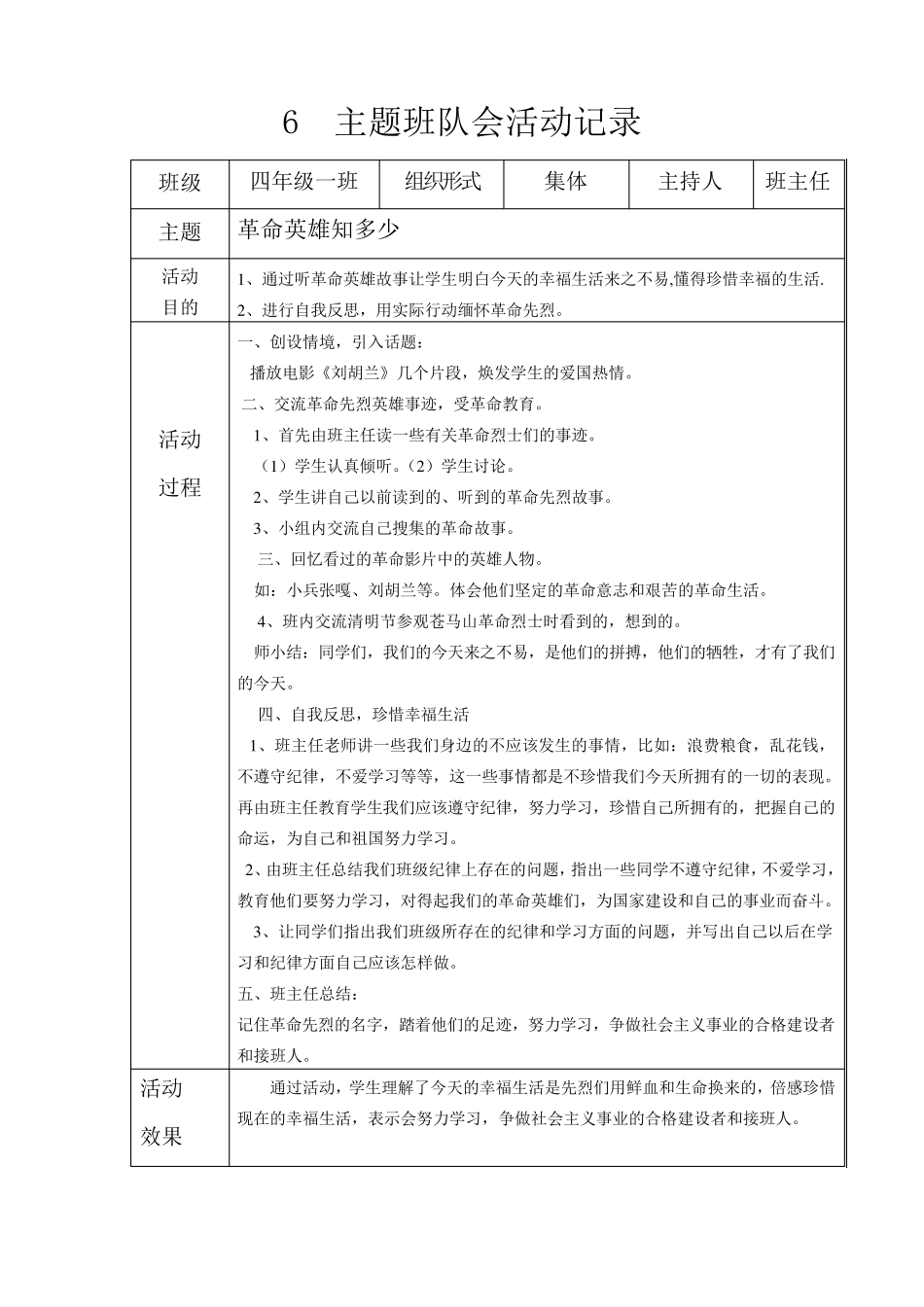 四、一我们的主题班队会活动记录_第2页