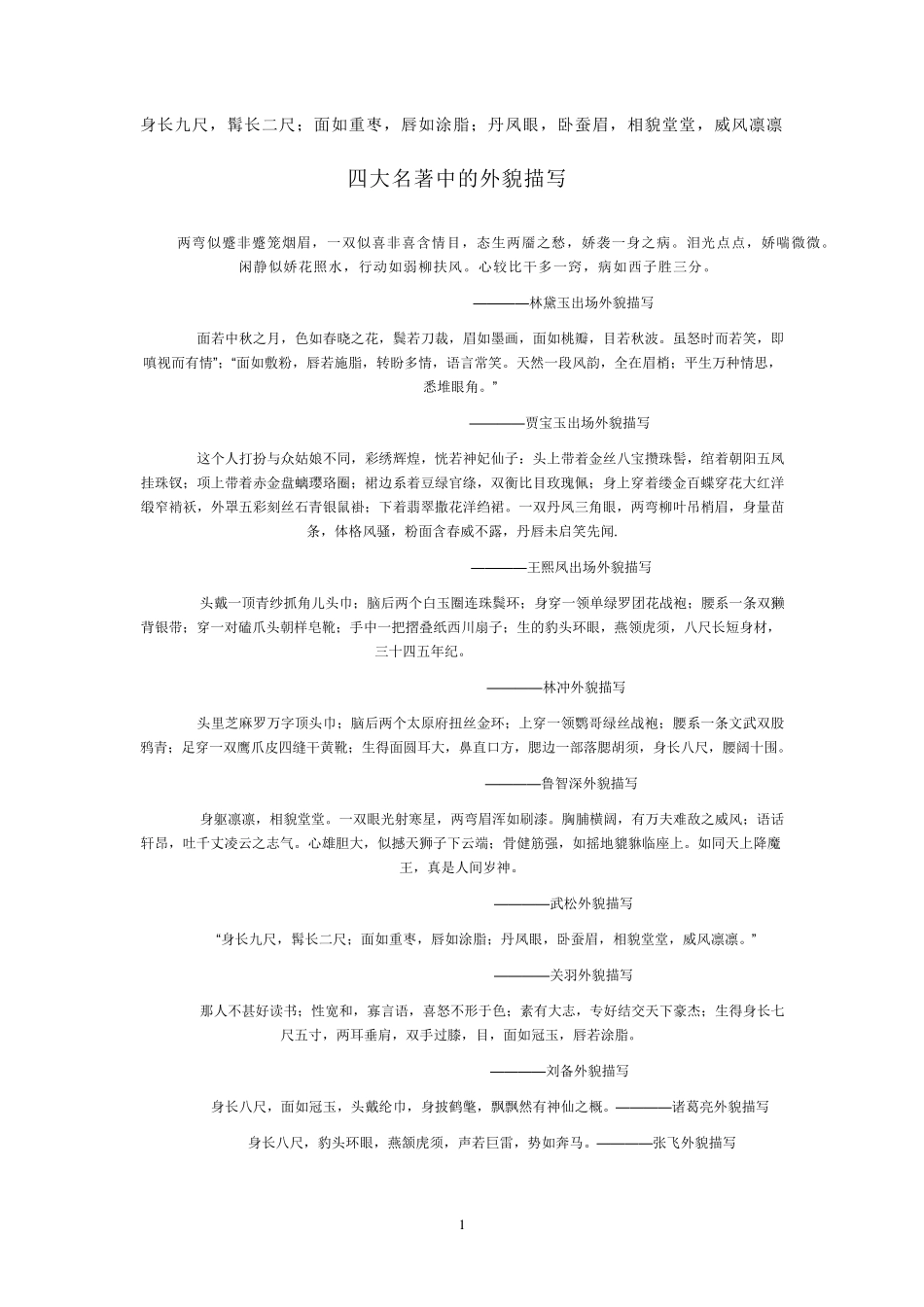 四大名著外貌描写_第1页