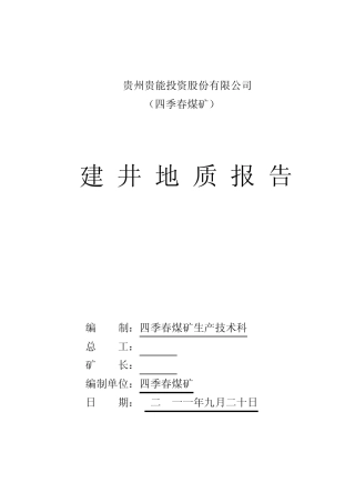 四季春煤矿建井地质报告