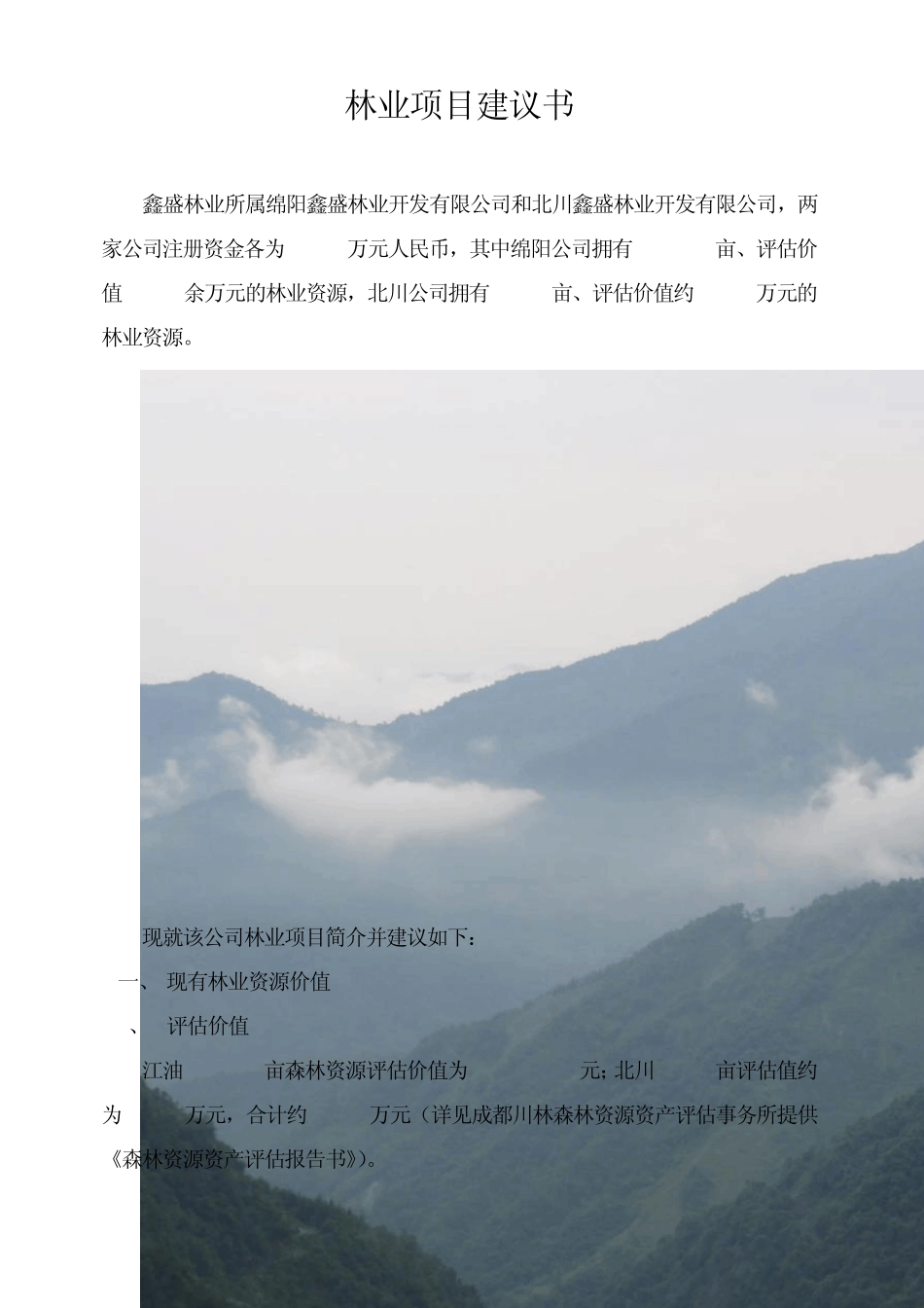 四川北川林权项目建议书_第1页