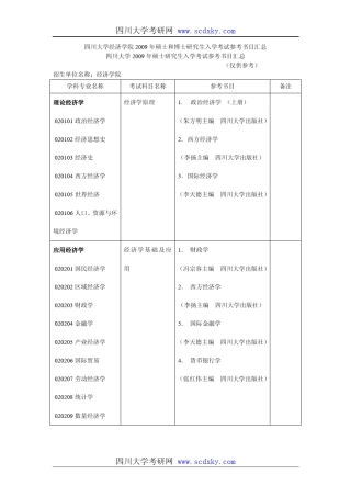 四川大学经济学院参考书目