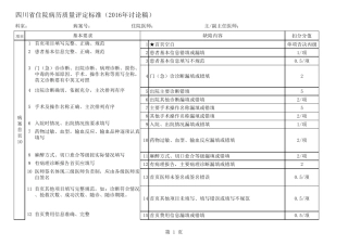 四川省住院病历评定标准2016年讨论稿