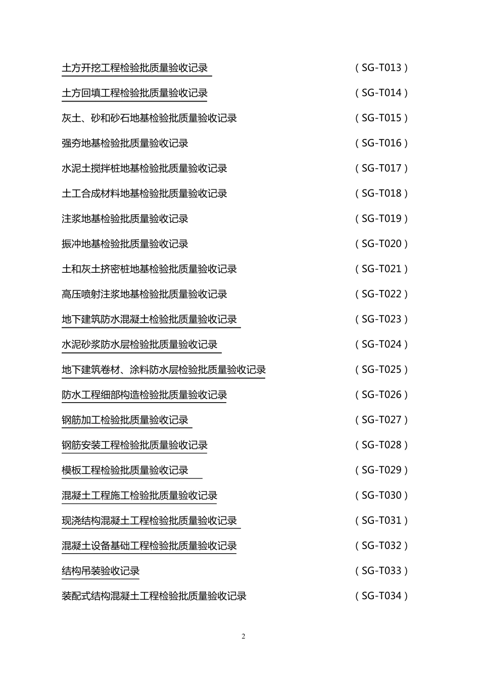 四川省工程建设竣工资料统一用表目录_第2页