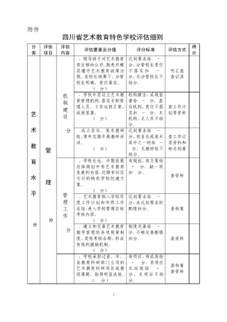 四川省艺术教育特色学校评估细则