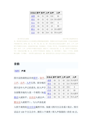 四川话调类调值