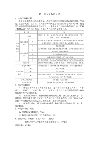 四年级上册数学各单元分析文档