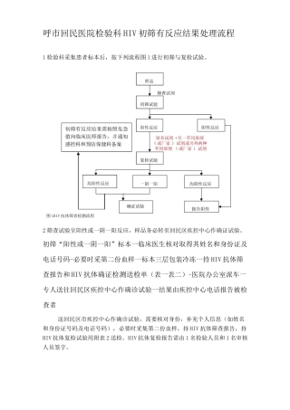 HIV抗体初筛有反应结果处理流程