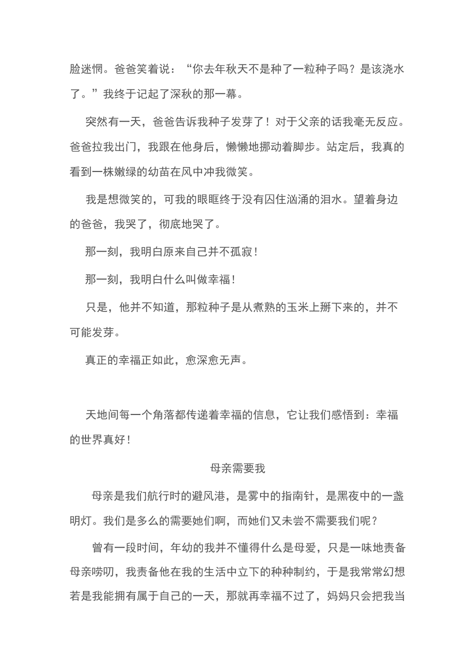 中考优秀作文之亲情类_第2页