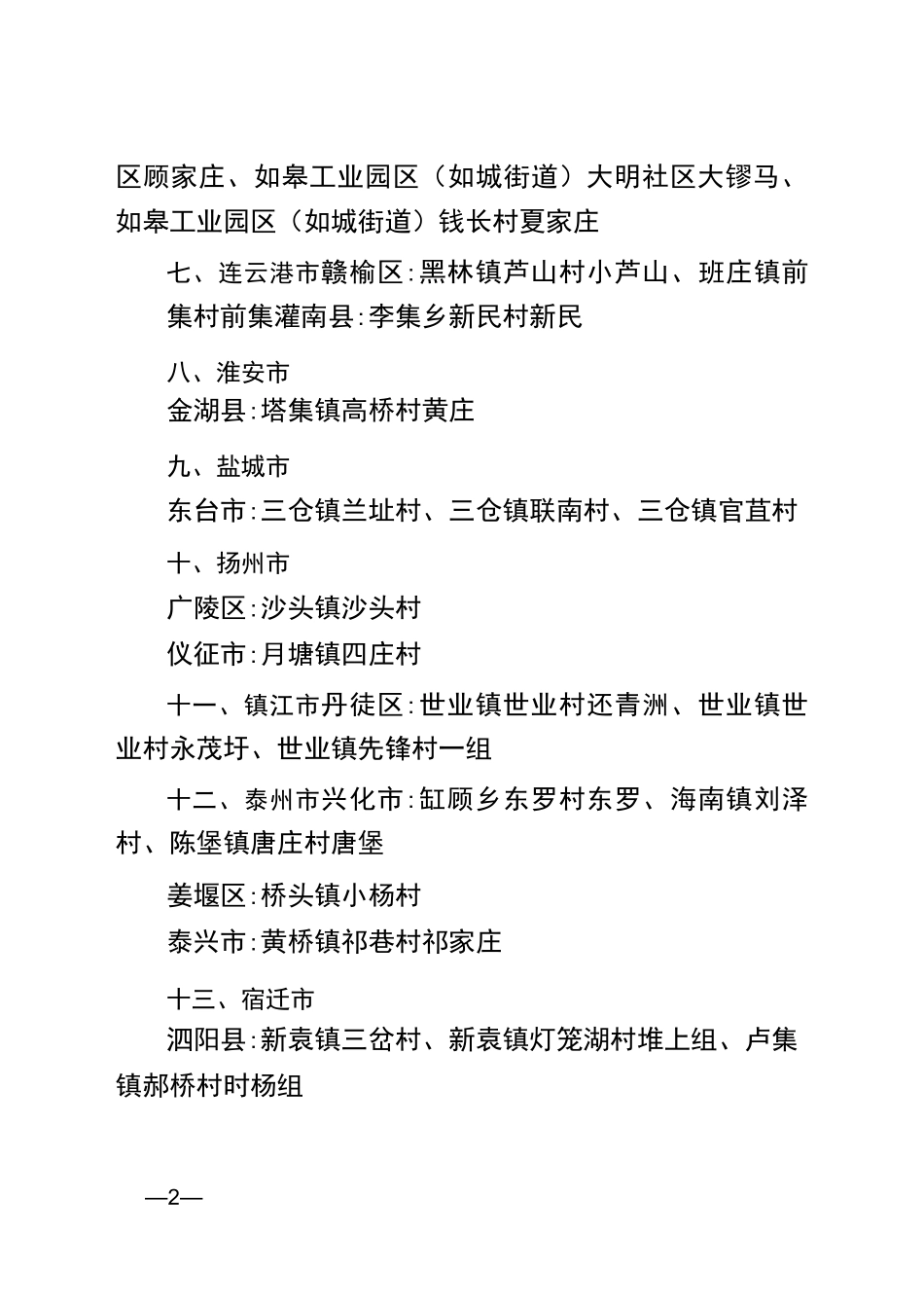 江苏省特色田园乡村建设第一、二、三批试点村庄名单_第2页