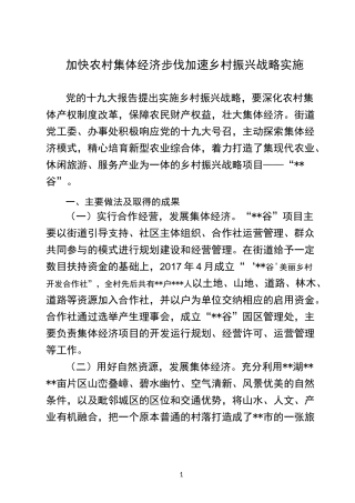 加快农村集体经济步伐,加速乡村振兴战略实施