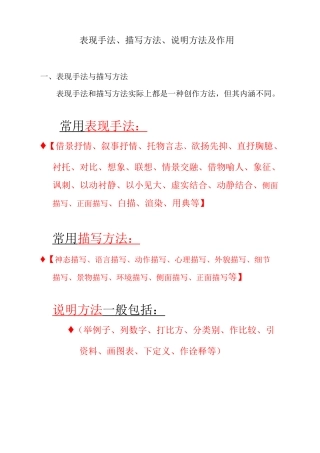 表现手法与描写手法及作用