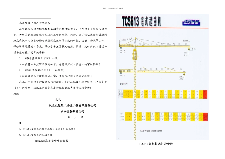 TC塔机技术性能参数_第1页