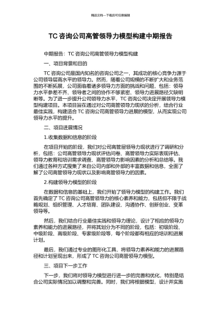 TC咨询公司高管领导力模型构建中期报告