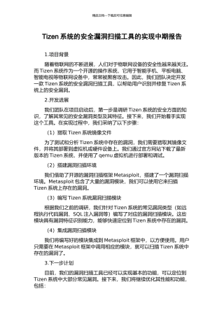 Tizen系统的安全漏洞扫描工具的实现中期报告