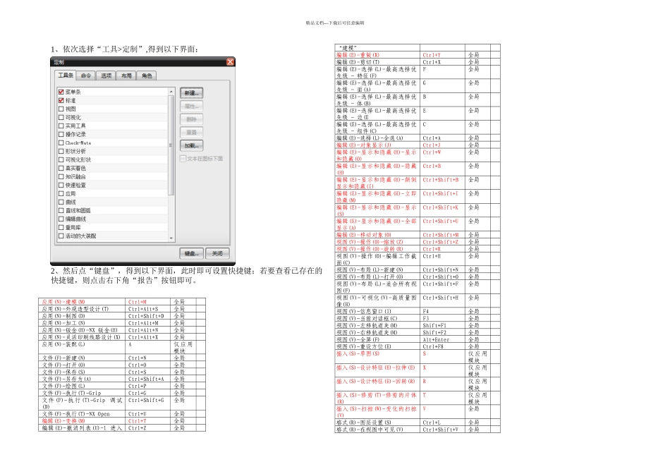 UG全部快捷键解析_第1页