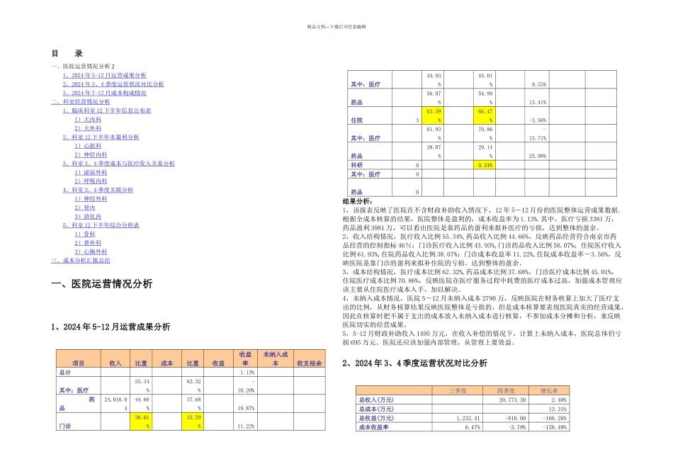 XX医院成本分析汇报模板_第1页