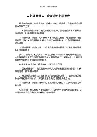 X射线显微CT成像研究中期报告