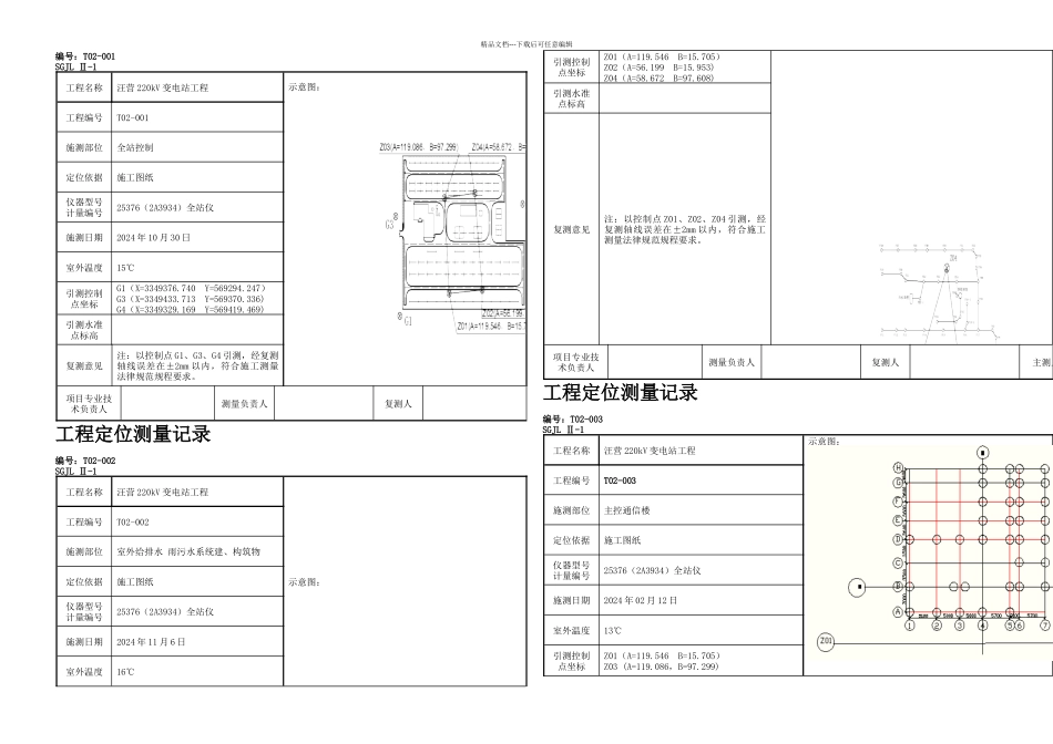 Ⅱ工程定位测量记录_第1页