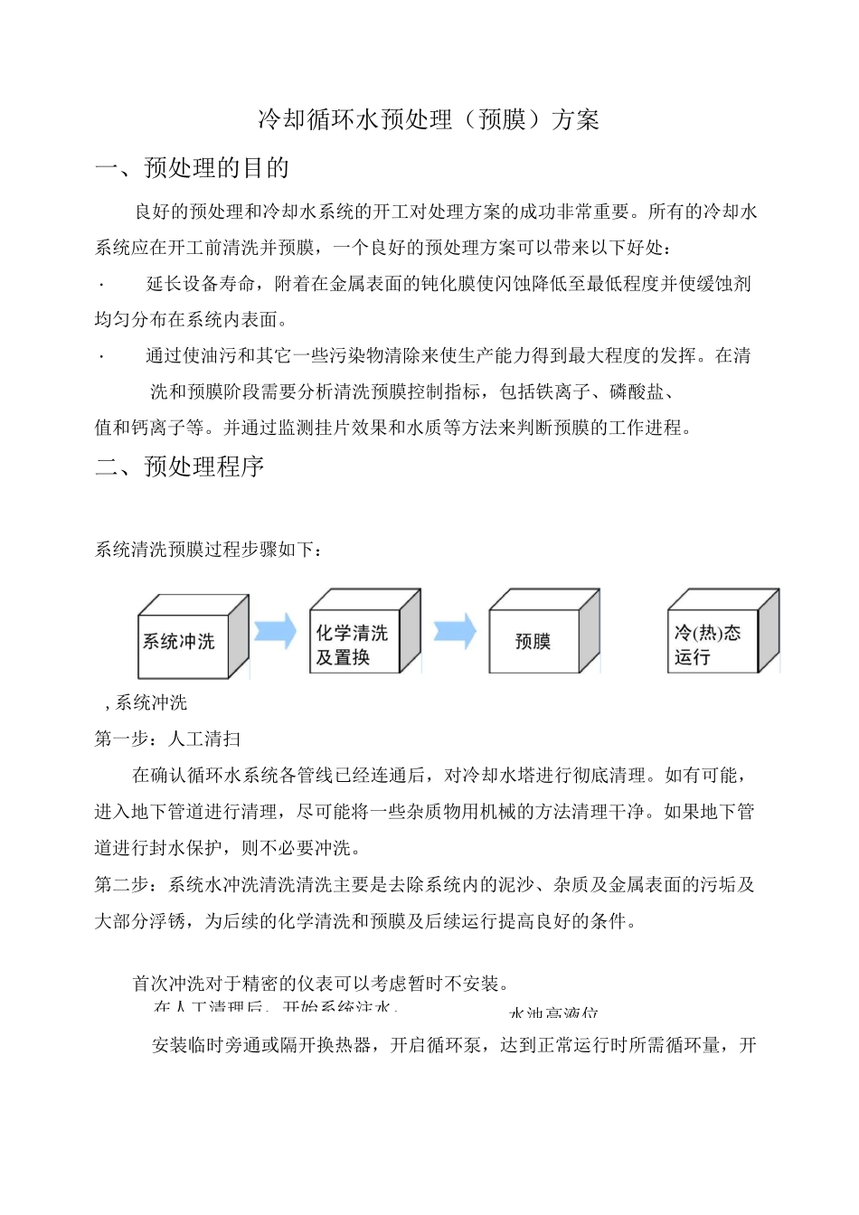 冷却水预处理(预膜)方案_第1页