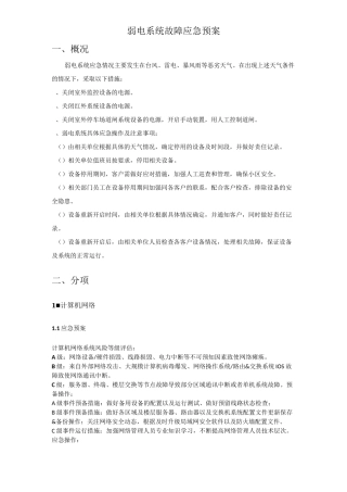弱电系统故障应急预案