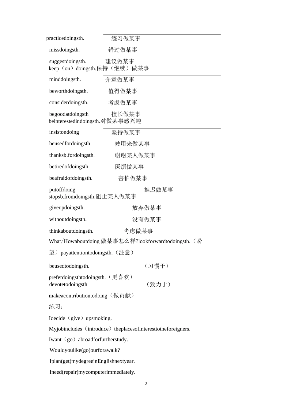 非谓语动词背诵及练习_第3页