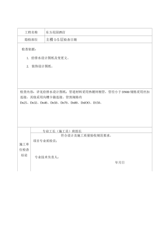 喷淋隐蔽工程检查记录