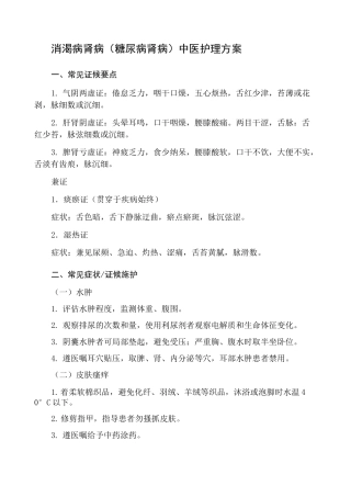 消渴病肾病糖尿病肾病中医护理方案