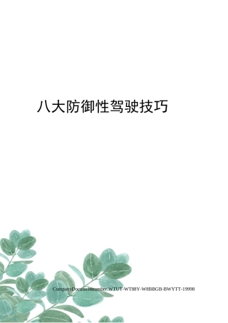 八大防御性驾驶技巧