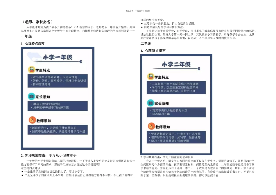 一到六年级学生心理特点和学习规划详细指南_第1页