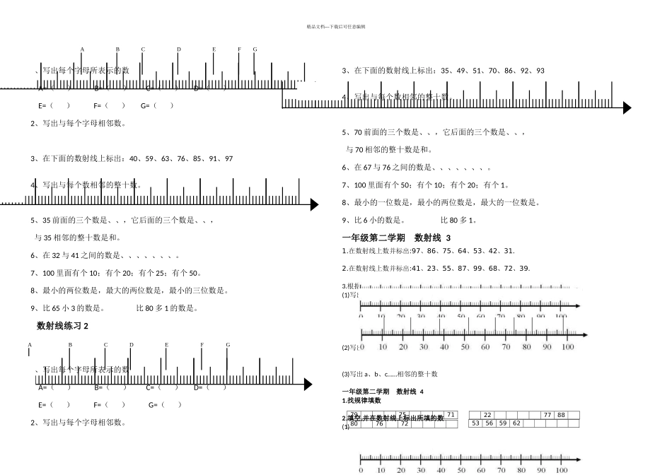 一年级二学期数射线小练习_第1页