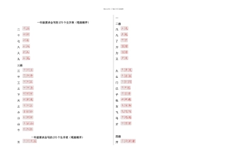 一年级要求会写的个生字表笔画顺序