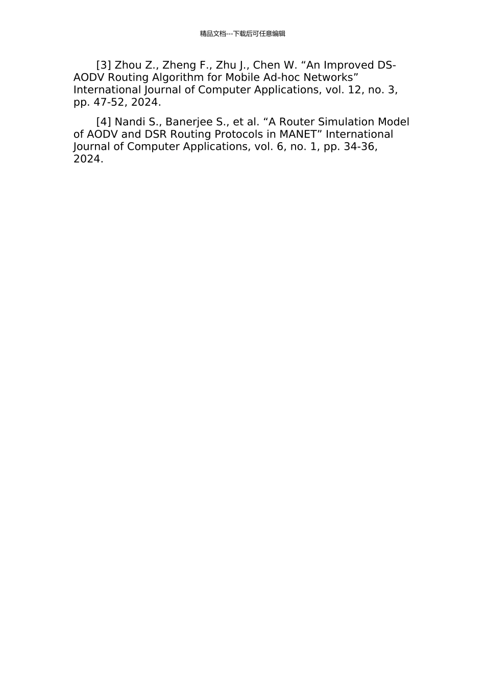 一种基于aD-hoc无线网络提高吞吐率的路由算法的开题报告_第3页