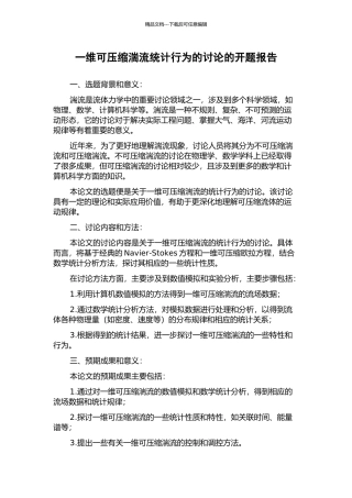 一维可压缩湍流统计行为的研究的开题报告