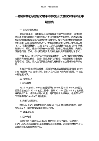 一维碳材料负载氧化物半导体复合光催化材料研究中期报告