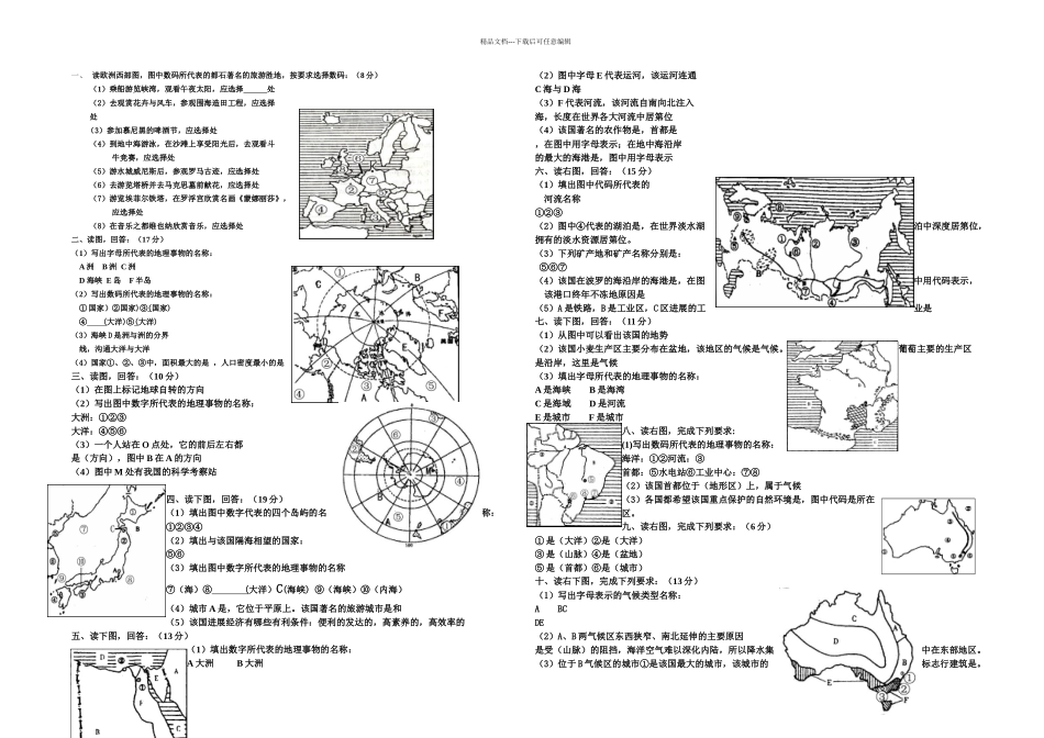 七年级下期地理填图复习一_第1页