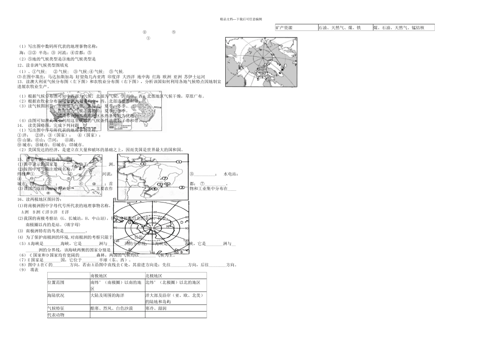 七年级地理下册期末练习题填图篇_第2页