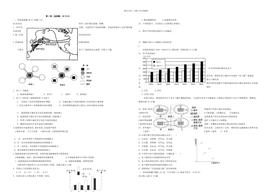 七年级地理期末综合练习测试卷鲁教_第1页