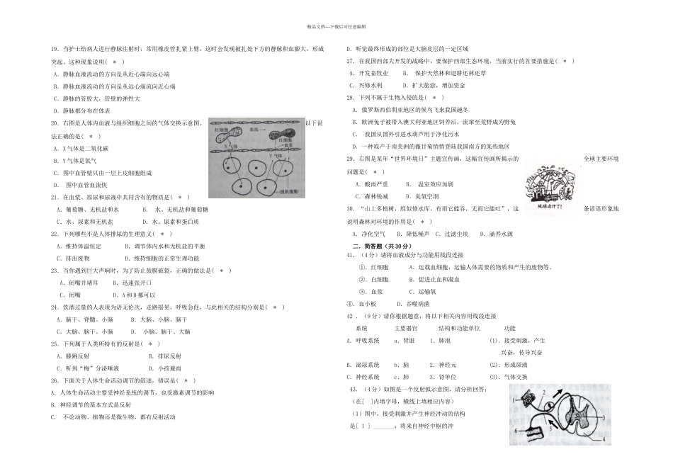 七年级生物下学期期末考试试题新人教_第2页