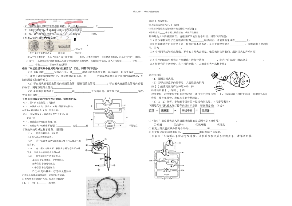 七年级生物下册识图简答专题_第2页