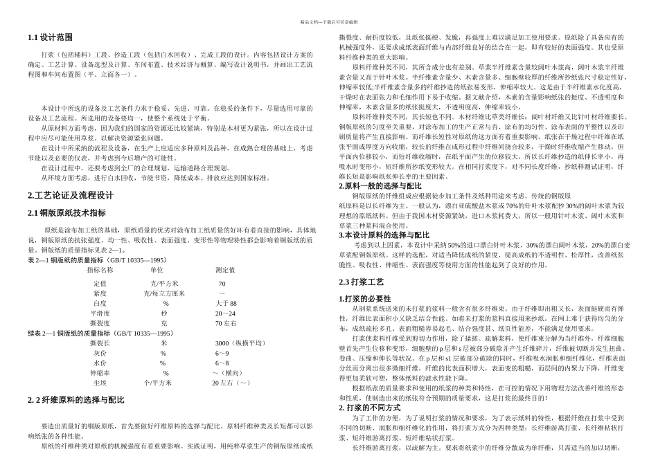 万ta铜板原纸造纸车间的初步设计_第1页