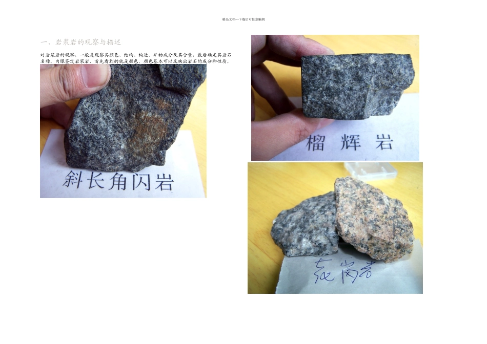 三大岩类岩性描述_第1页
