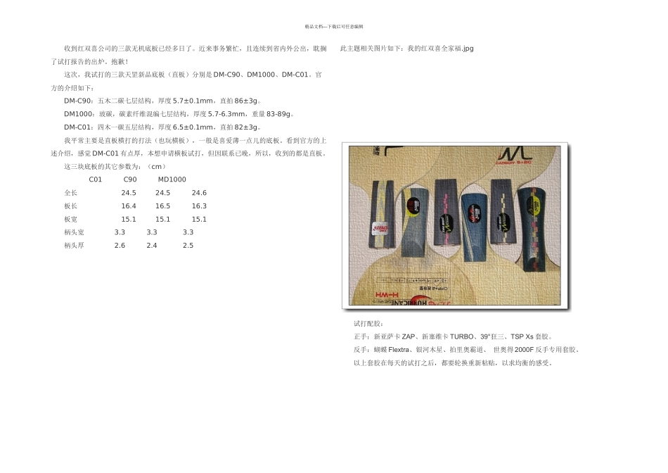 三款红双喜天罡新品底板试打感受_第1页