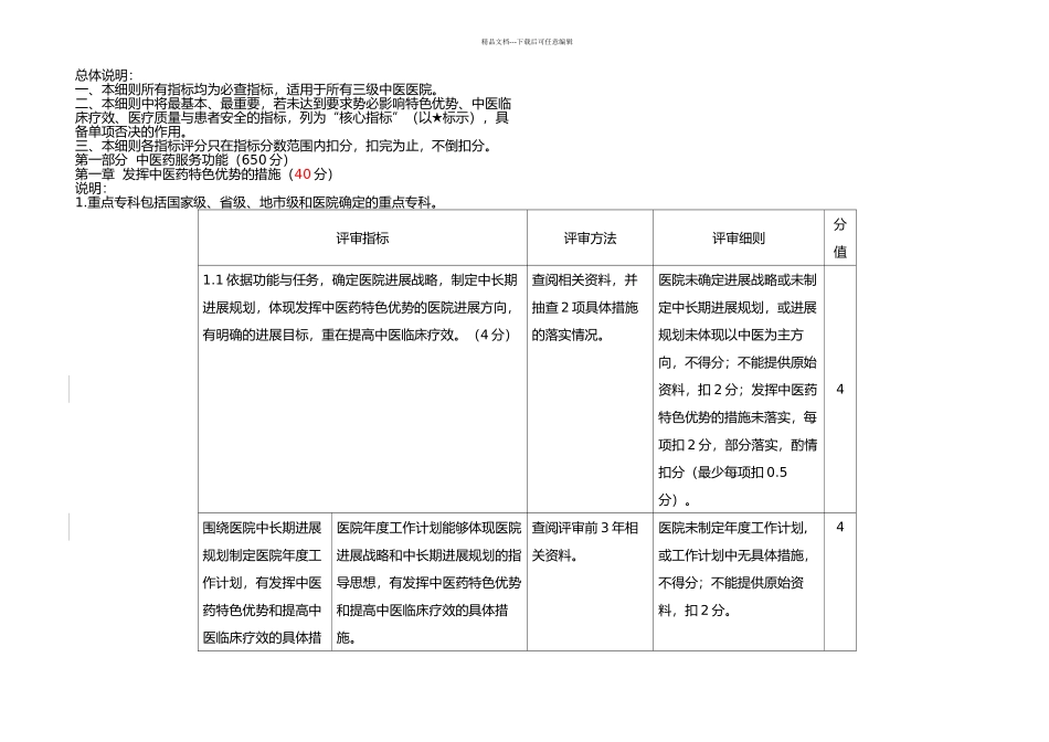 三级中医医院评审细则三甲中医院评审_第1页