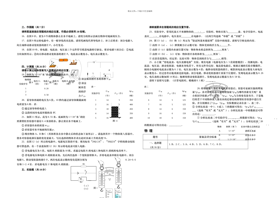 上海中考物理一模虹口含答案_第2页
