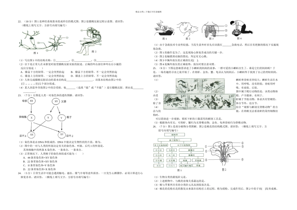 上海市中考生物试题及答案精编_第2页