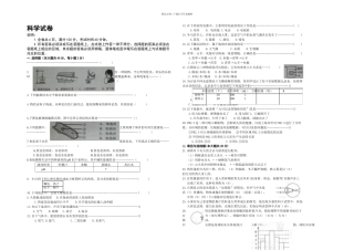 上海市初中学生科学学业考试