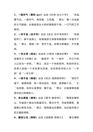 小学语文50个常考名人故事成语典故